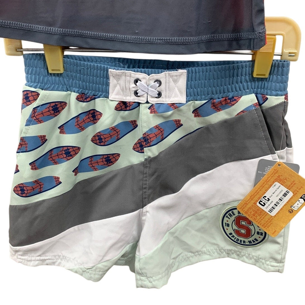 New Disney Marvel Boys Medium (8) Spiderman 2PC Swim Trunk Swimming Shirt Set