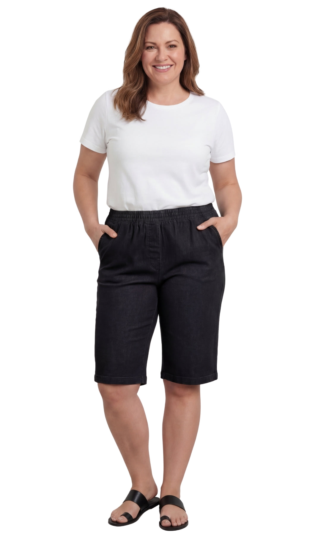 Women's Easy Pull on Bermuda Shorts in Denim and Twill