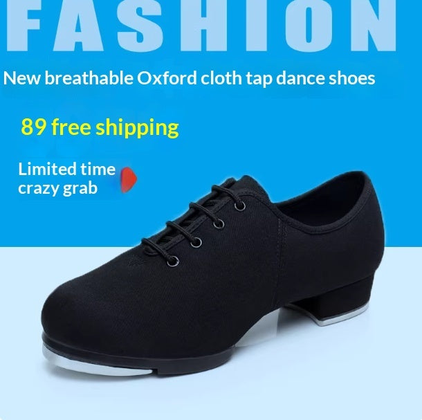 Unisex Tap Dance Shoes - Oxford Fabric with Soft Rubber Soles for Adults & Kids