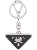 Prada Men Saffiano Leather And Metal Keychain