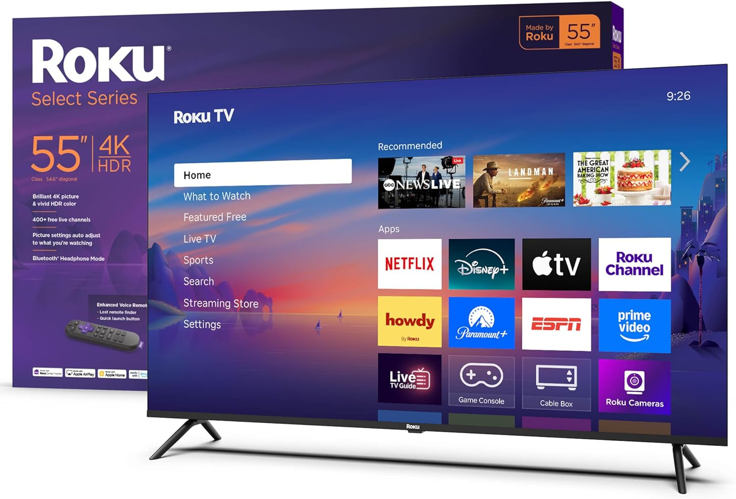 Roku Smart TV 2025 – 43-Inch Select Series, 4K HDR TV – tv with Enhanced Voice Remote – Flat Screen LED Television with Wi-Fi for Streaming Live Local News, Sports, Family Entertainment