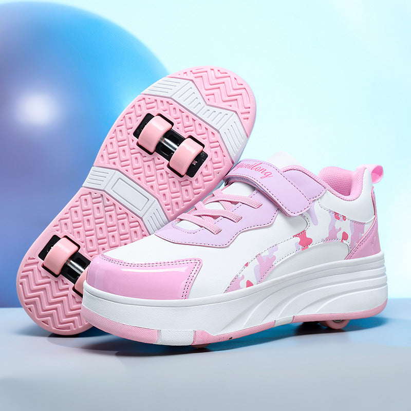 Kids Transforming Roller Skate Running Shoes – Boys & Girls | Retractable Wheel Sneakers
