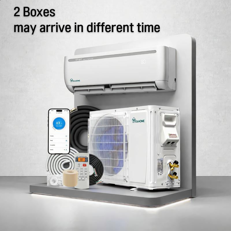 YITAHOME 9000/12000 BTU Mini Split Air Conditioner Heat Pump System, Wifi Enabled, 19/20 SEER2 115V Inverter Ductless AC Cool up to 450/750 Sq. Ft, Compatible with Alexa, Complete Installation Kit, Energy Efficient Cooling & Heating