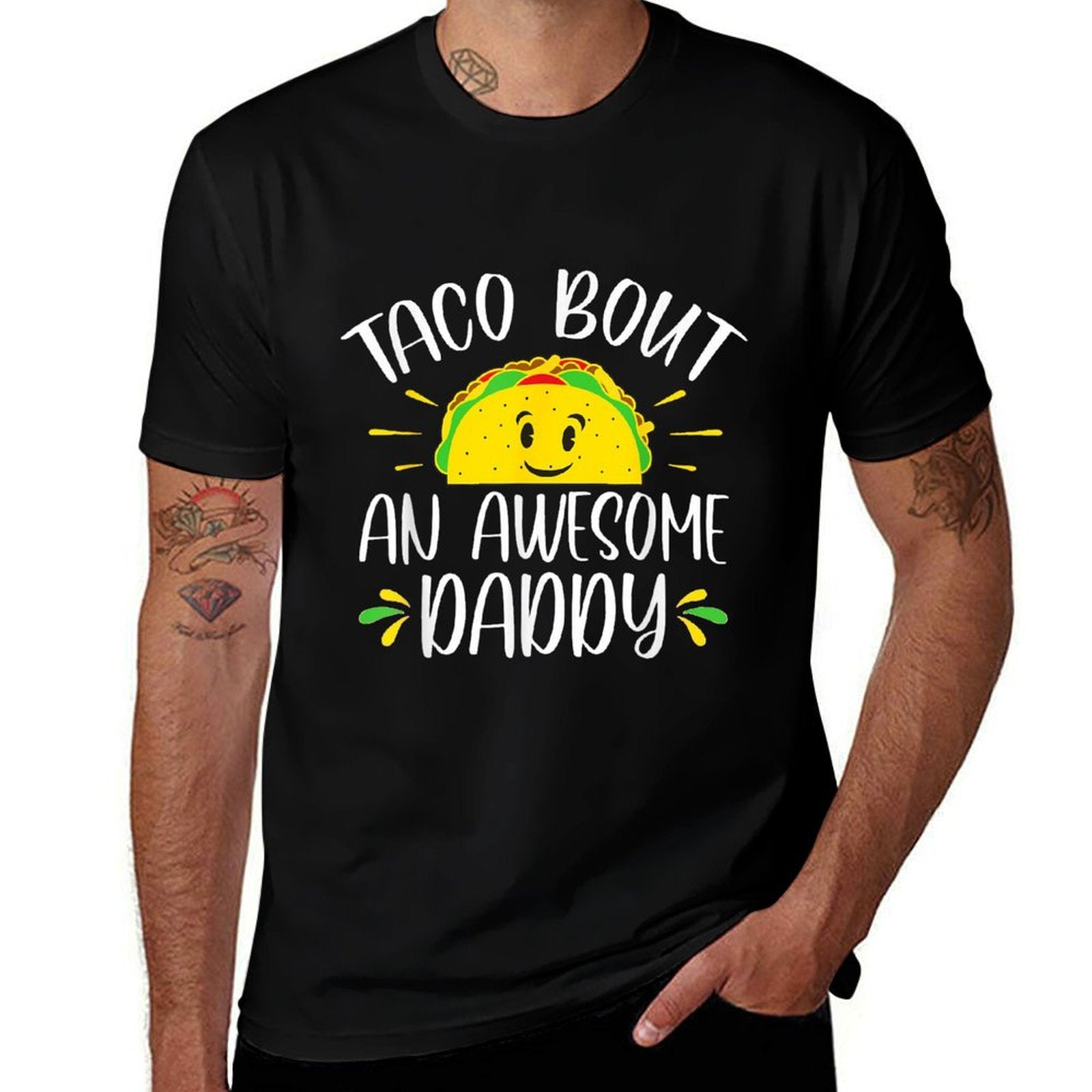 Taco Bout An Awesome Daddy Fathers Day Funny Taco  Summer-ready Fabric T-Shirt