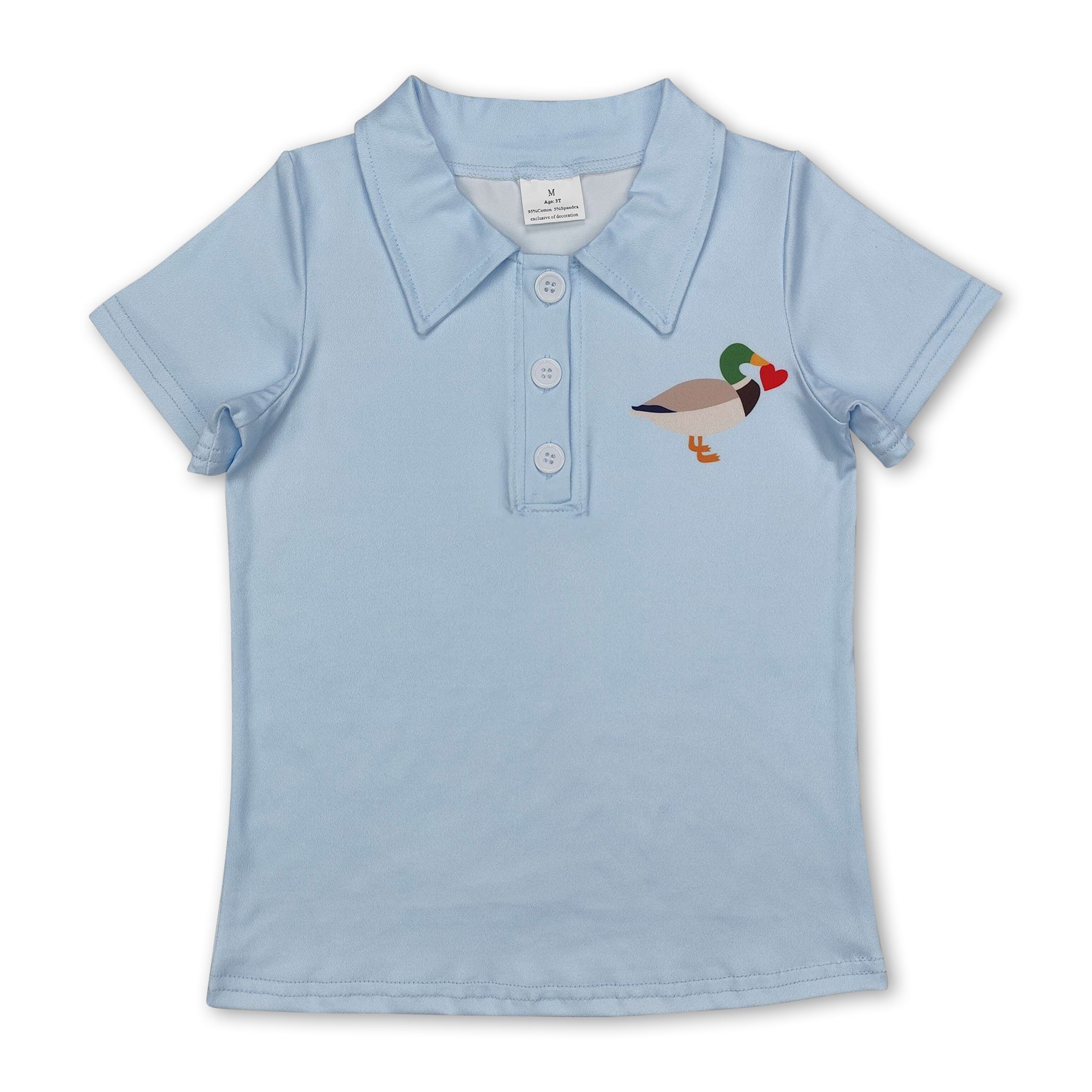 Short sleeves duck heart kids boys summer polo shirt