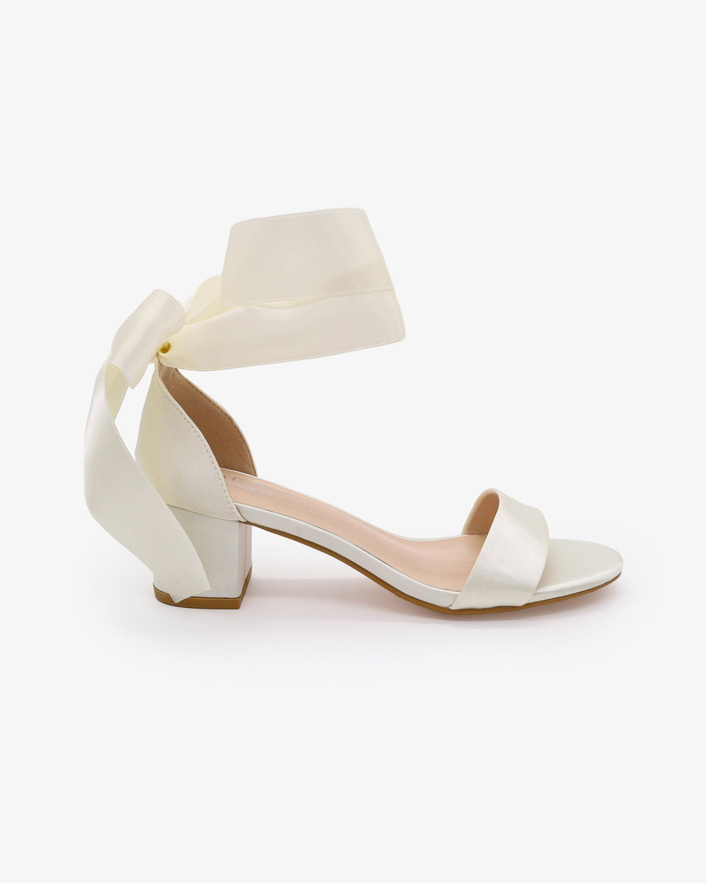 Satin Girls Block Heel Sandal with Wrapped Ribbon Tie