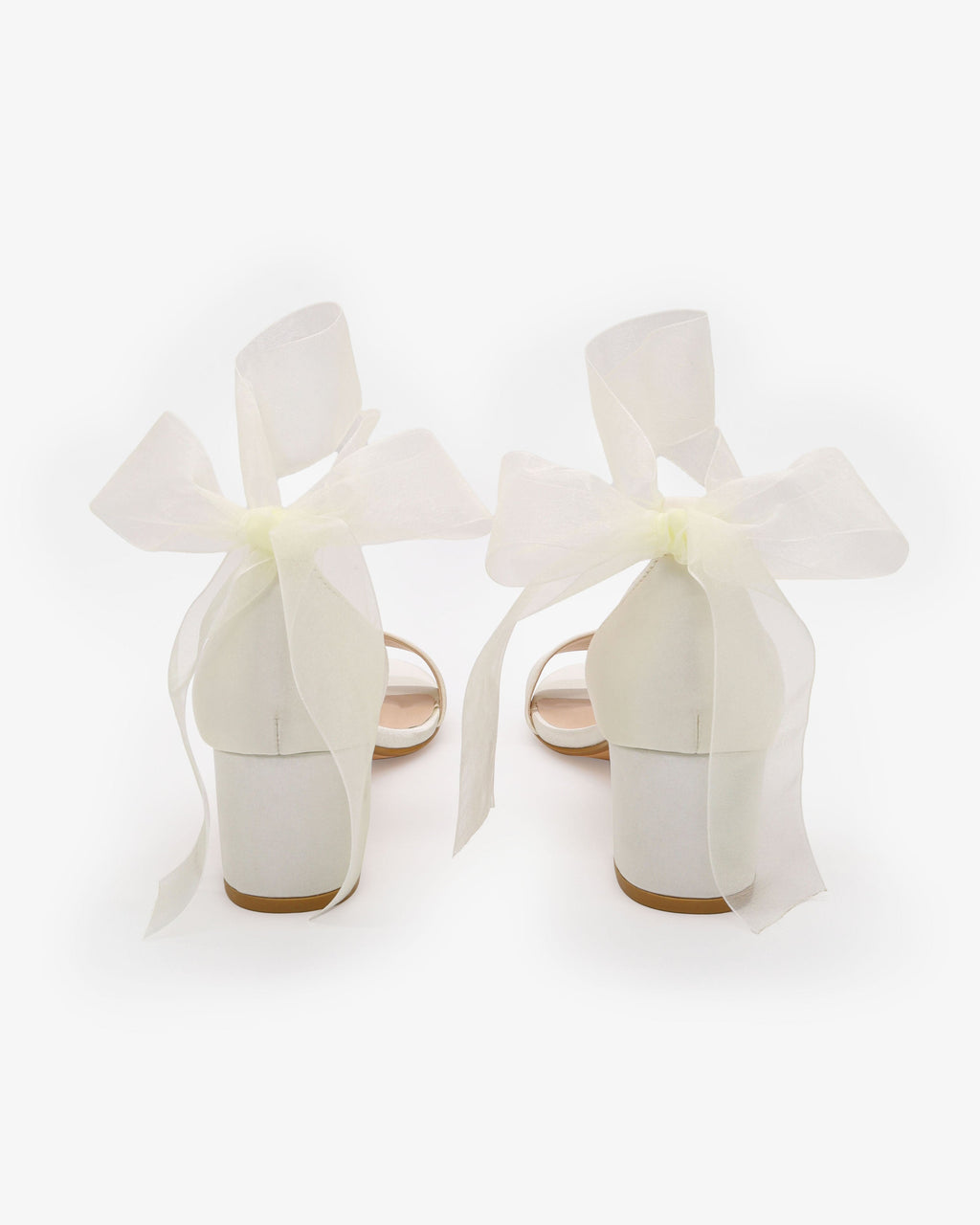 Satin Girls Block Heel Sandal with Wrapped Ribbon Tie