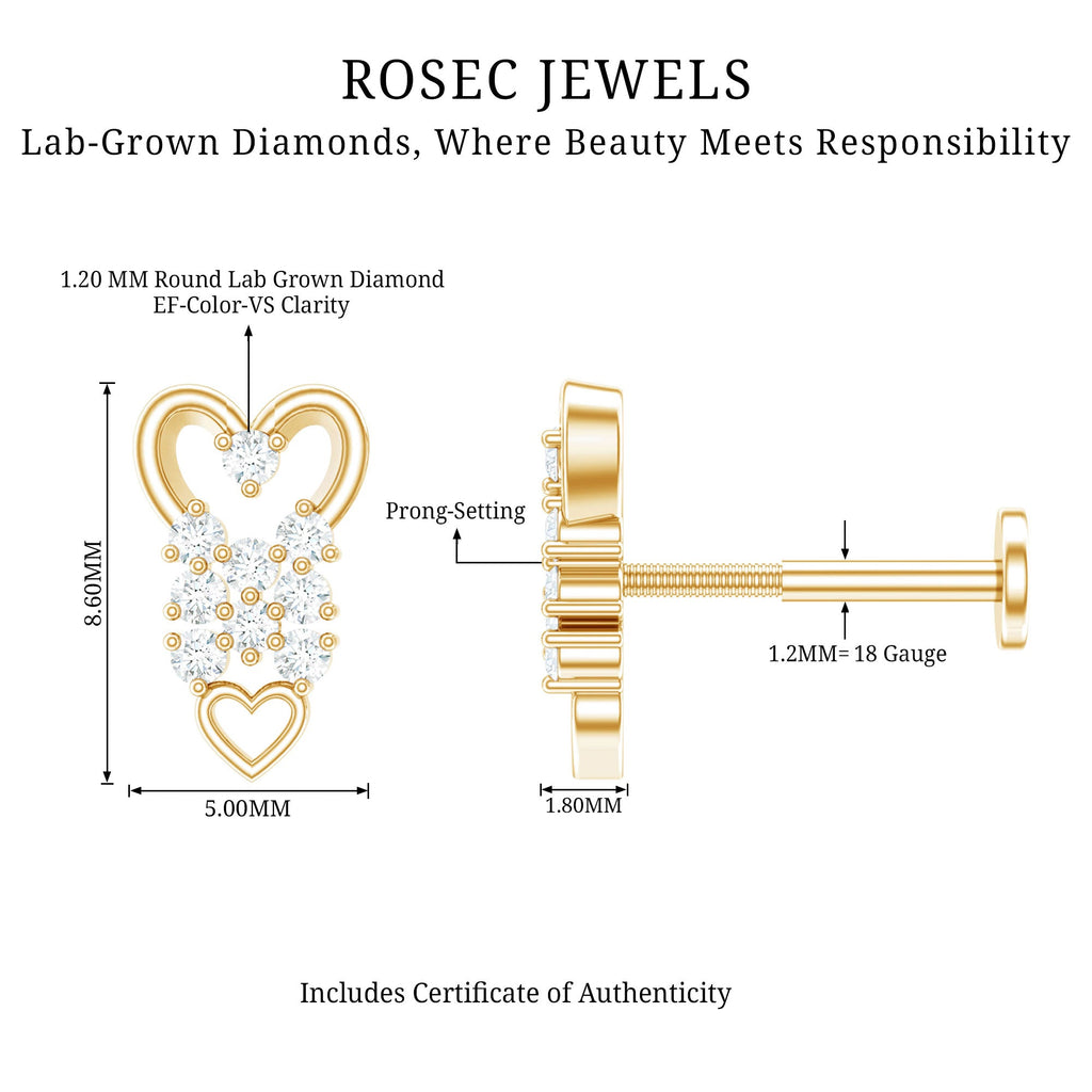 Diamond Heart Cartilage Earring