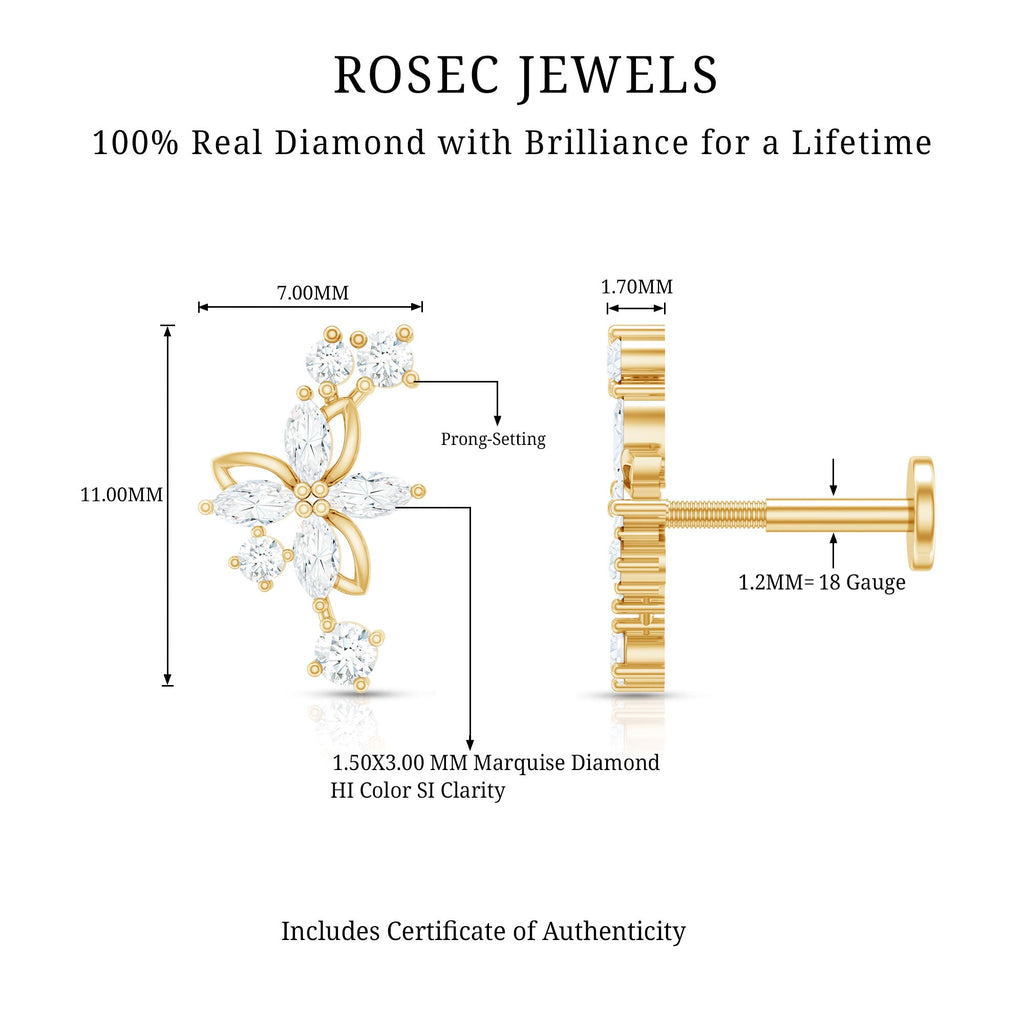 Diamond Flower Crawler Earring