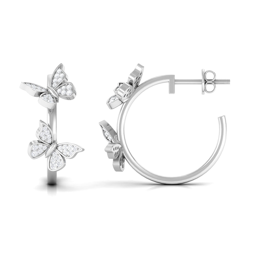 Diamond Butterfly Hoop Earrings