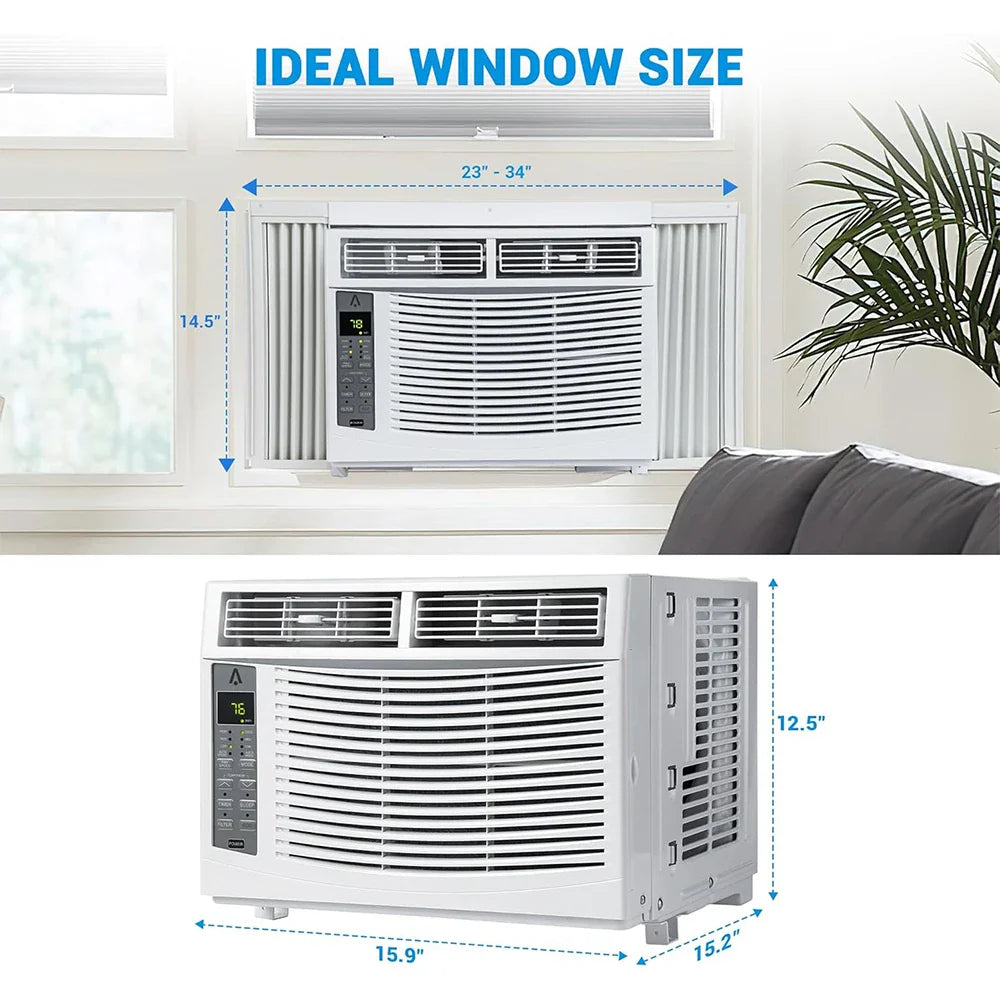6000 BTU Smart Window Air Conditioner with WiFi - Cools Rooms to 250 Sq Ft, Remote & App Control for Bedroom Office