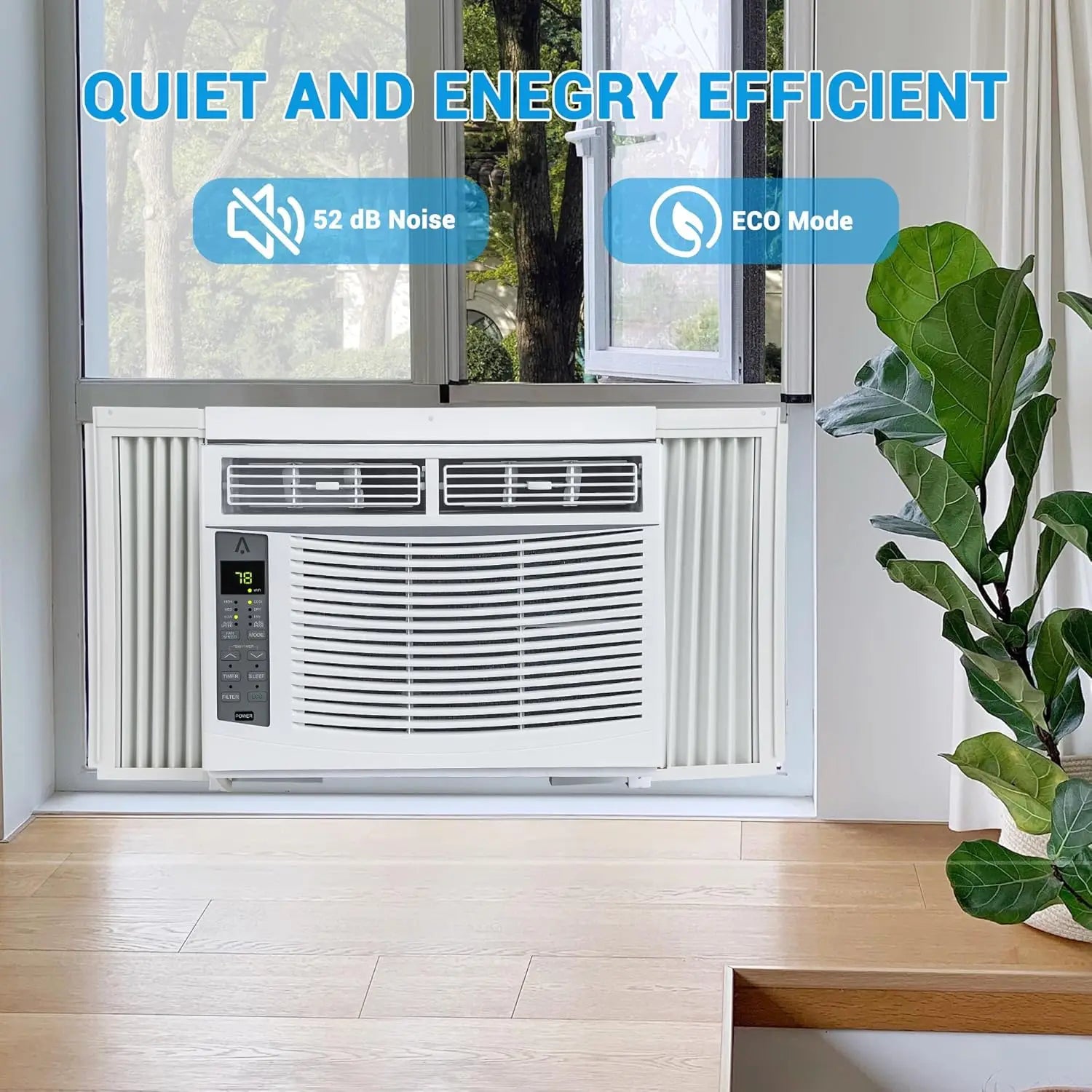 6000 BTU Smart Window Air Conditioner with WiFi - Cools Rooms to 250 Sq Ft, Remote & App Control for Bedroom Office