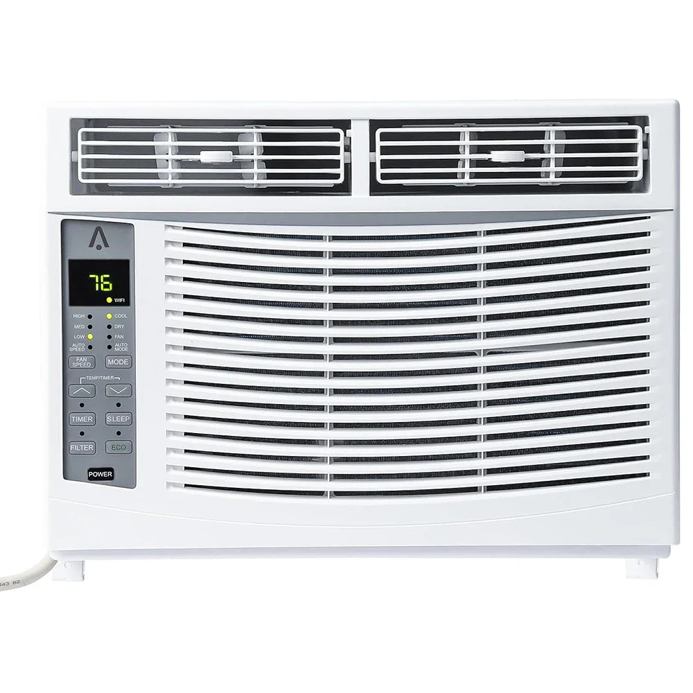 6000 BTU Smart Window Air Conditioner with WiFi - Cools Rooms to 250 Sq Ft, Remote & App Control for Bedroom Office
