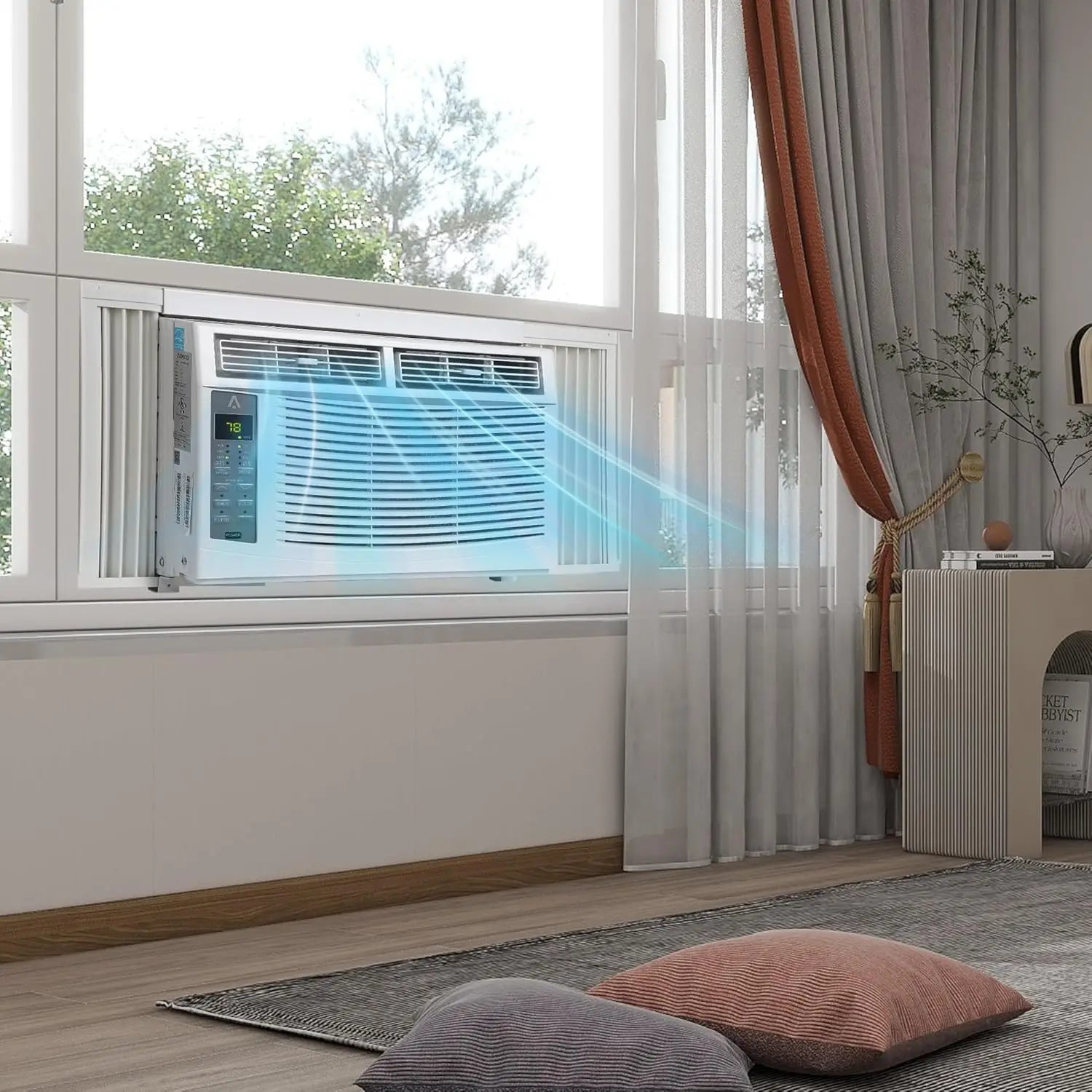 6000 BTU Smart Window Air Conditioner with WiFi - Cools Rooms to 250 Sq Ft, Remote & App Control for Bedroom Office