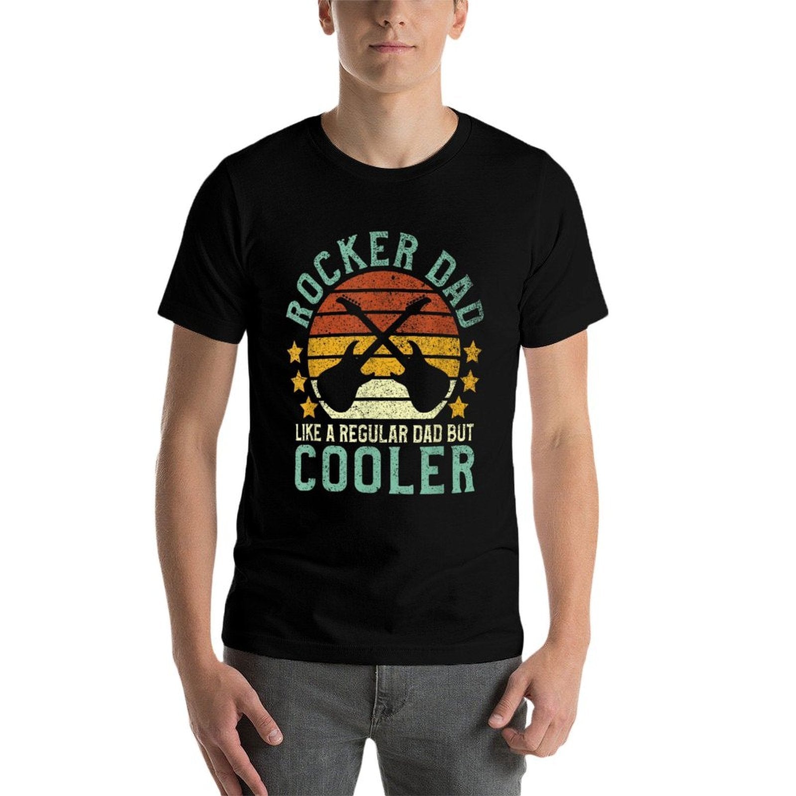 Rocker Dad Funny Rock And Roll Lover Guitarist Father  Summer-ready Fabric T-Shirt