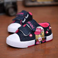 Blue Denim Girls Canvas Shoes with Cartoon Design