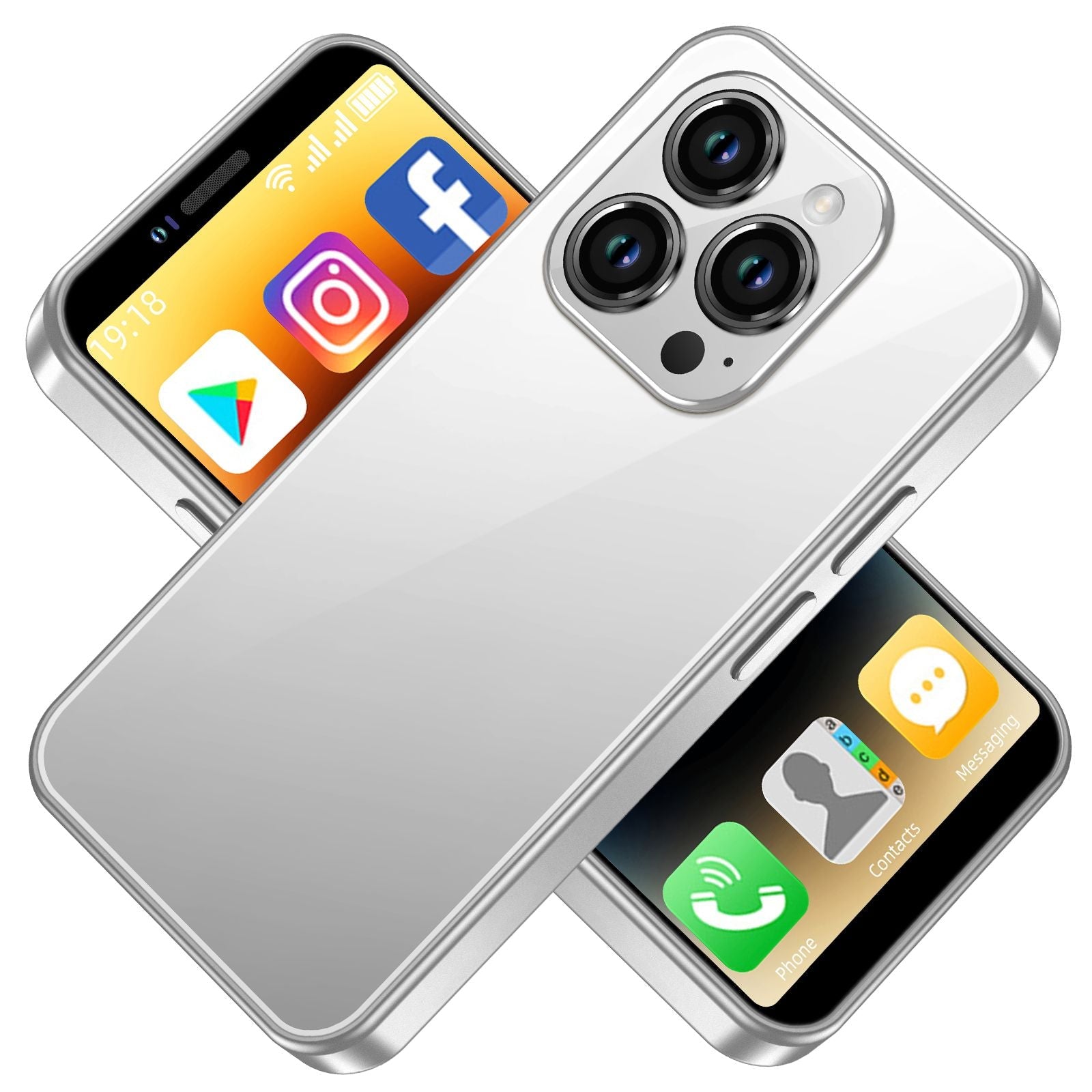 Gift For Kids 4G i16 Mini Smartphone, 3+64 GB Small Unlocked Smartphone, 3.5HD Screen Facial Recognition, 2600mAh Battery, Pocket Phone
