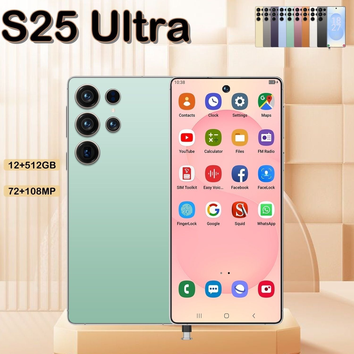 I25 Ultra 5G Smartphone, Unlocked Cell Phone, 6.8" HD Screen Unlocked Phones,  , 6000mAh Battery, Built in Pen, 12+512GB, Android 14, Face ID+Fingerprint Lock