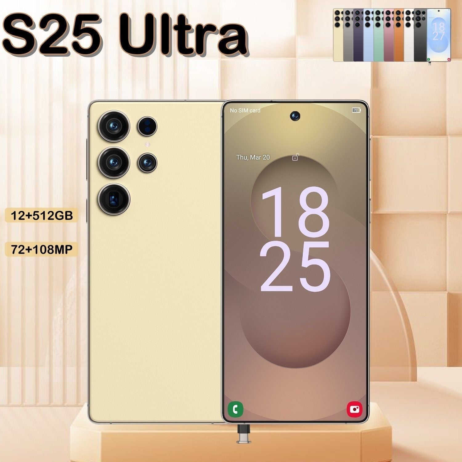 I25 Ultra 5G Smartphone, Unlocked Cell Phone, 6.8" HD Screen Unlocked Phones,  , 6000mAh Battery, Built in Pen, 12+512GB, Android 14, Face ID+Fingerprint Lock