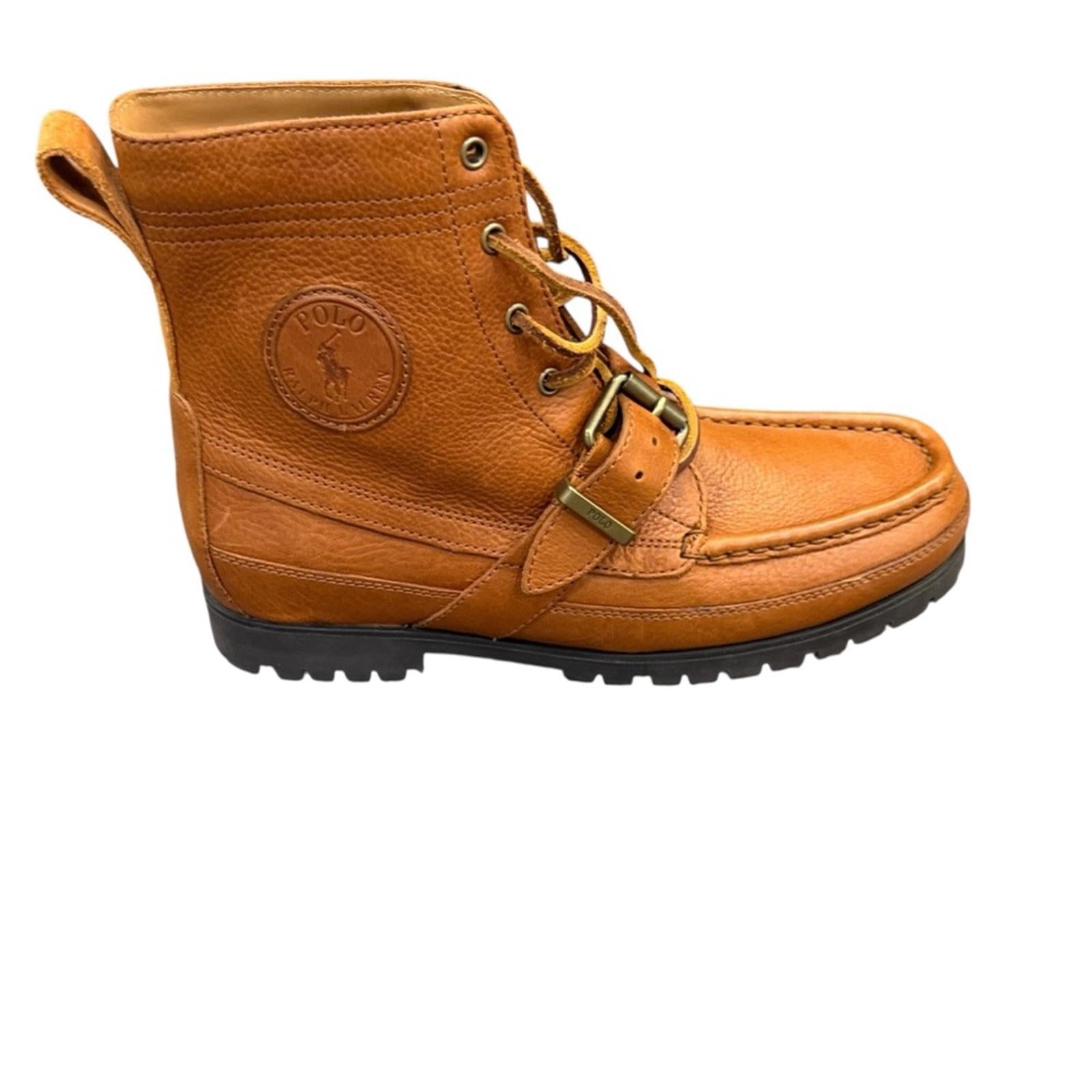 Polo by Ralph Lauren Buckle Lace-Up Moc Toe Boot - Cognac