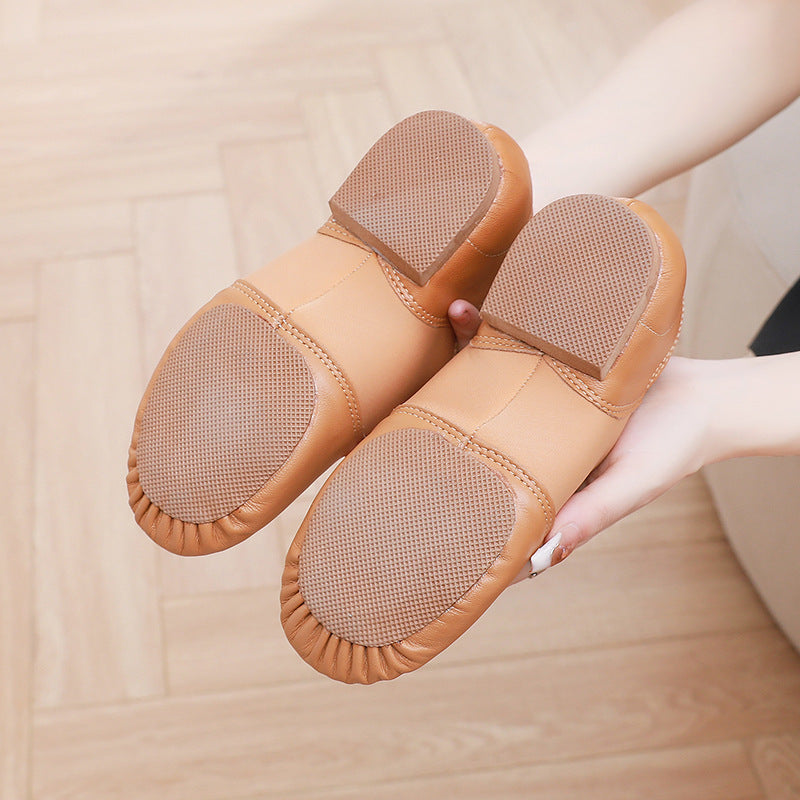Genuine Leather Jazz Dance Practice Shoes – Soft Sole, Women & Kids