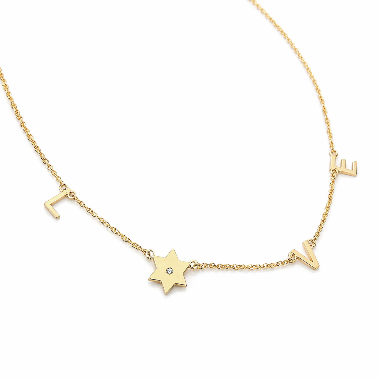 Taly Initials and Star of David Diamond Necklace