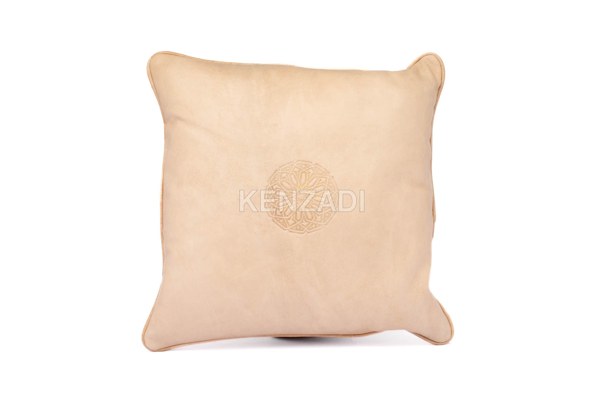 Moroccan Leather Pillow, Beige traditional Throw Pillow Case by MyPoufs.com