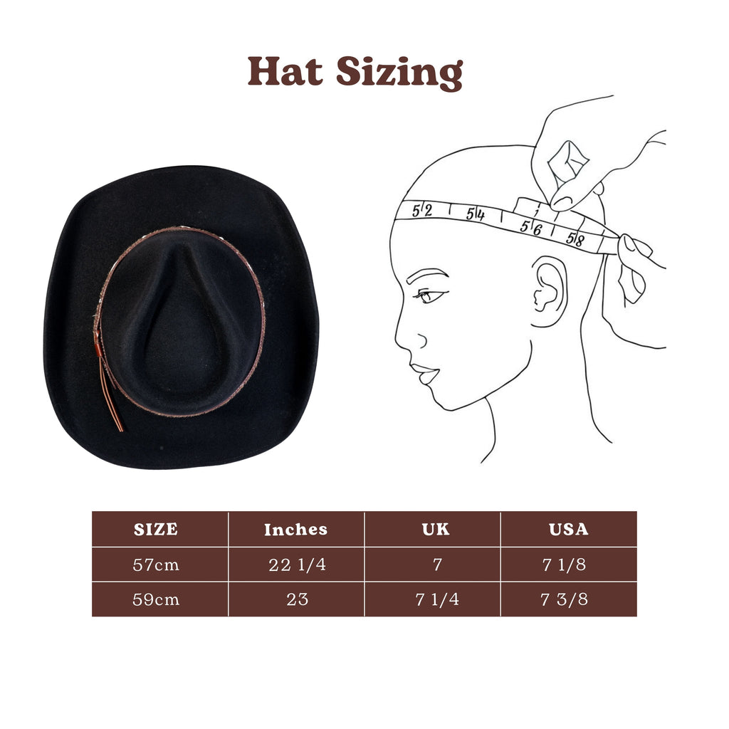 Raven Black Felt Cowboy Hat
