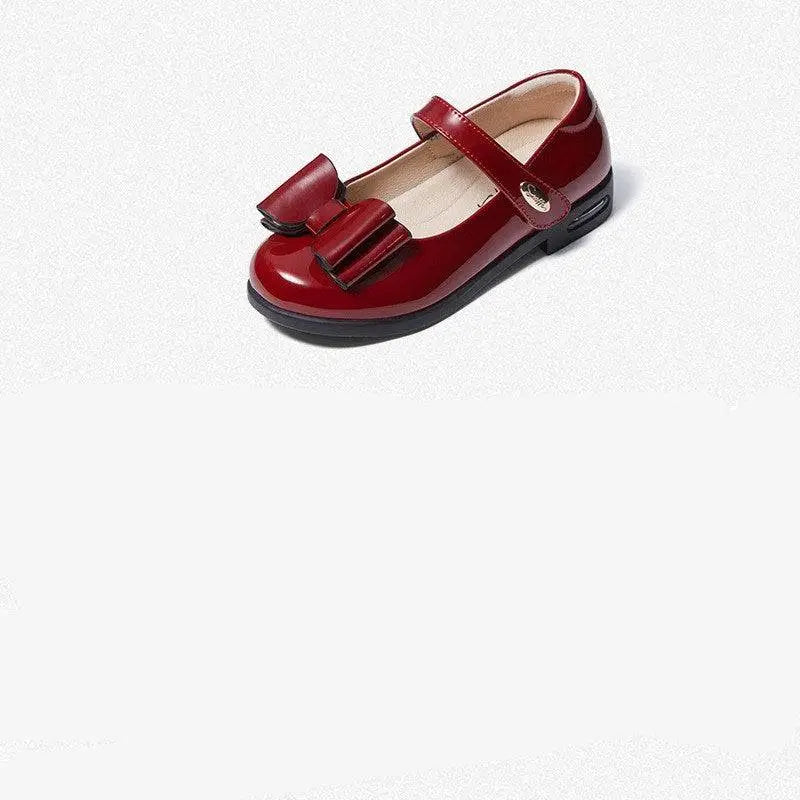 Red Bow Patent Leather Girl Shoes Princess